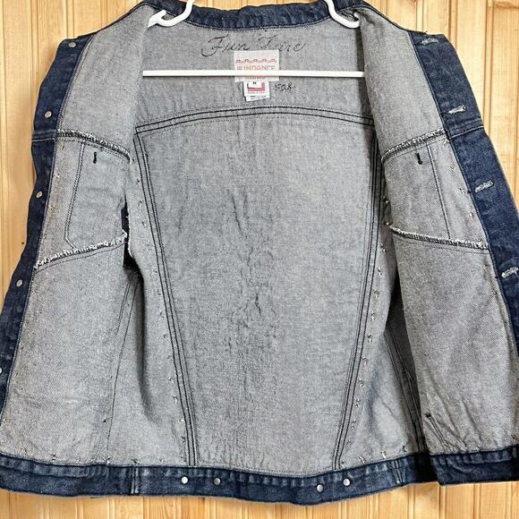 VTG Sundance Vest Denim Needlepoint Route 66 Get Your Kicks Hollywood USA Sz M - Picture 10 of 15